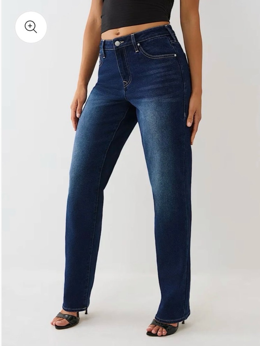 True Religion Sarah High Rise Straight-Leg Jeans Dark Mahogany Wood Wash